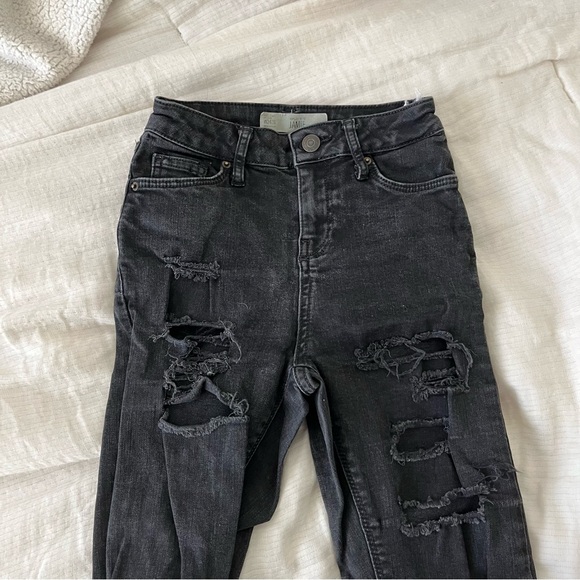 Topshop ripped black jamie moto jeans - Picture 1 of 4